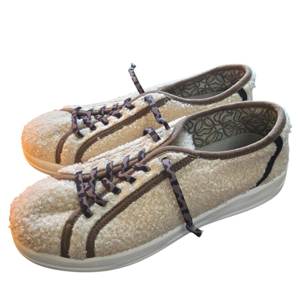 Hey Dude Karina Sherpa Marshmallow Leo Slip On Unique Comfort Sneakers Size 8